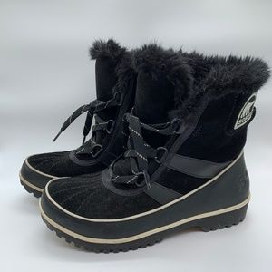 Sorel Women's Size 9 Tivoli II Waterproof Suede Black Winter Lace Boots